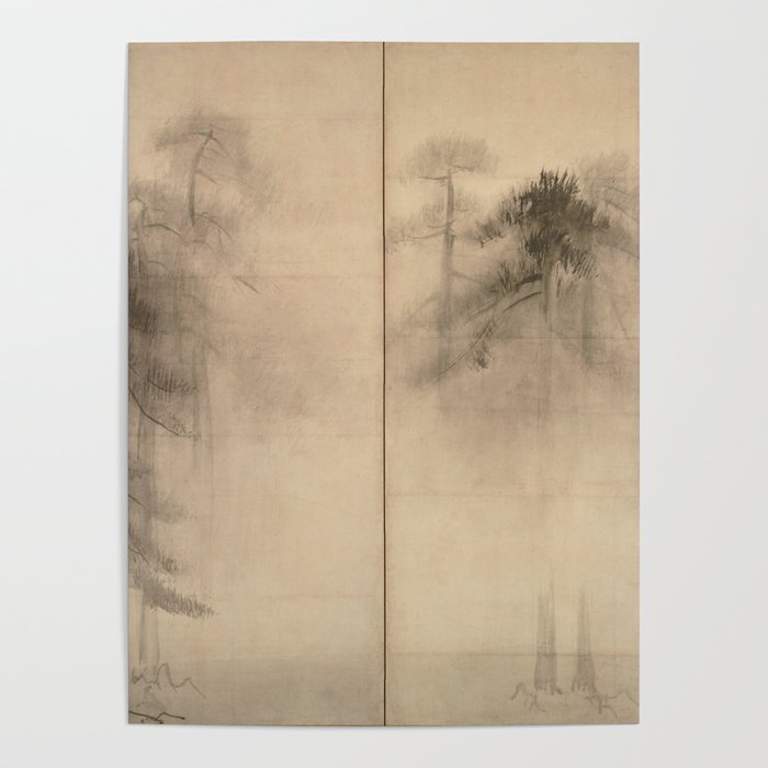 Pine Trees Six-Fold Azuchi-Momoyama Period Japanese Screen - Hasegawa Tohaku Poster
