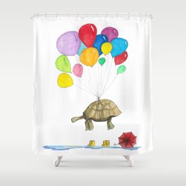 Mr Tortoise with Balloons Shower Curtain