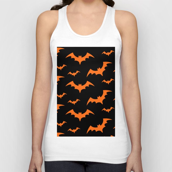 Halloween Bats Black & Orange Tank Top