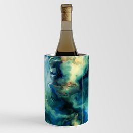 Marbled Ocean Abstract, Navy, Blue, Teal, Green Wine Chiller