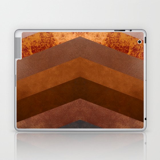 Brown leather chevron pattern Laptop & iPad Skin