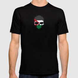 Flag of Jordan on a Chaotic Splatter Skull T-shirt