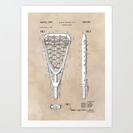 patent art Tucker Lacrosse stick 1967 Art Print