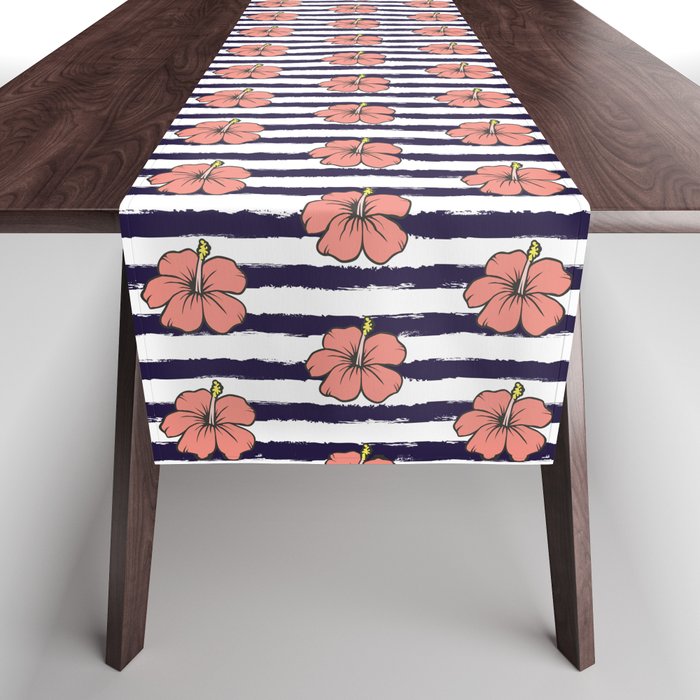 Pink hibiscus pattern Table Runner