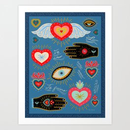 Milagro love hearts - blue Art Print