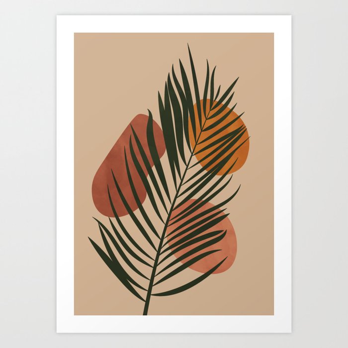 Palm Leaf, Boho, Earthy Tone Art Print