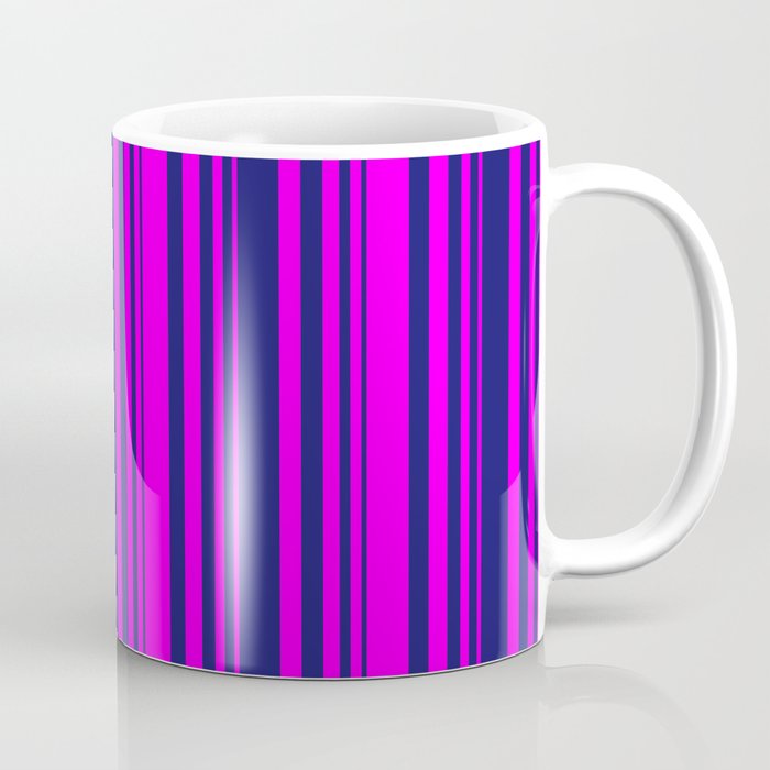 Midnight Blue & Fuchsia Colored Lines Pattern Coffee Mug