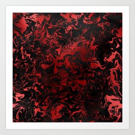 Black and Red Goth Marbled Art Print | Tiedyed, Abstract, Redglitter, Exotic, Psychedelic, Graphicdesign, Retro, Marbling, Redfoil, Marbledart 