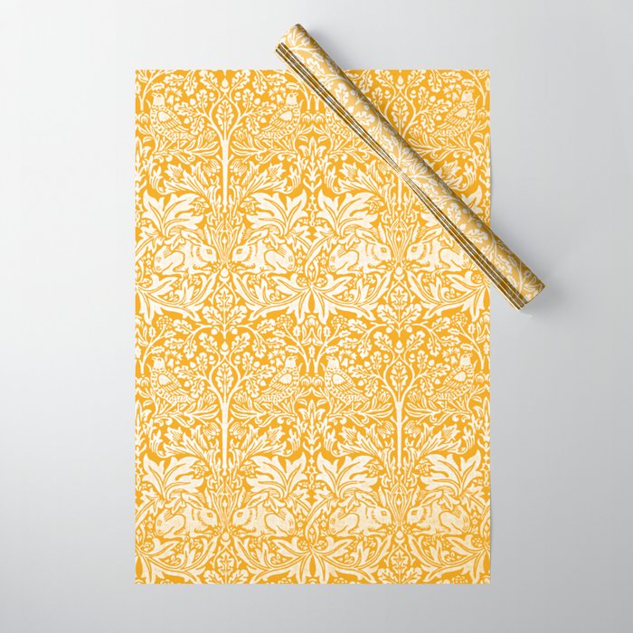 William Morris Sunflowers, Mustard and Golden Yellow Wrapping Paper