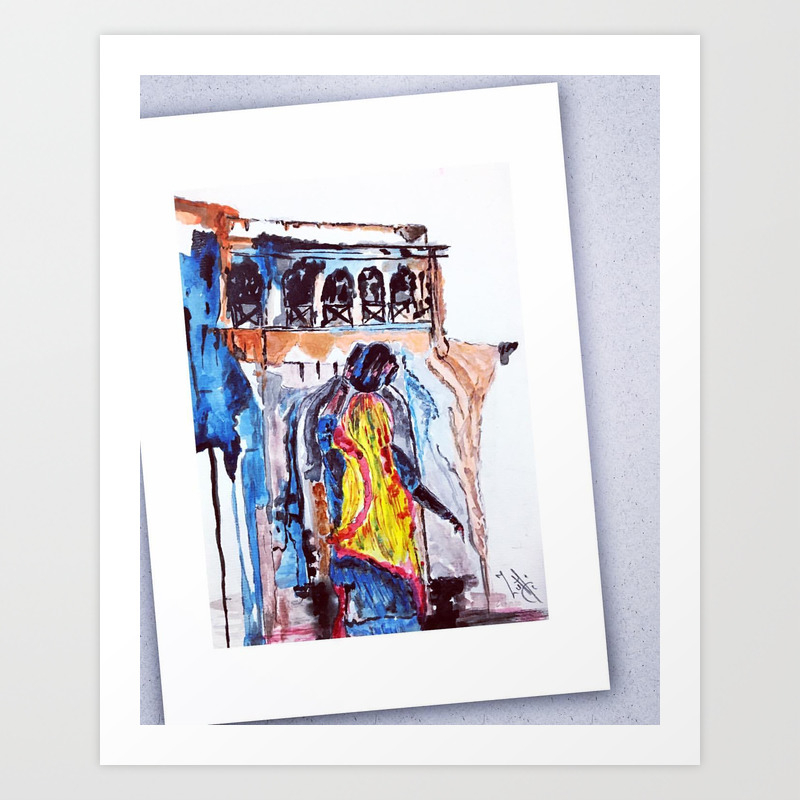 Indian Culture Water Colour Painting Art Print By