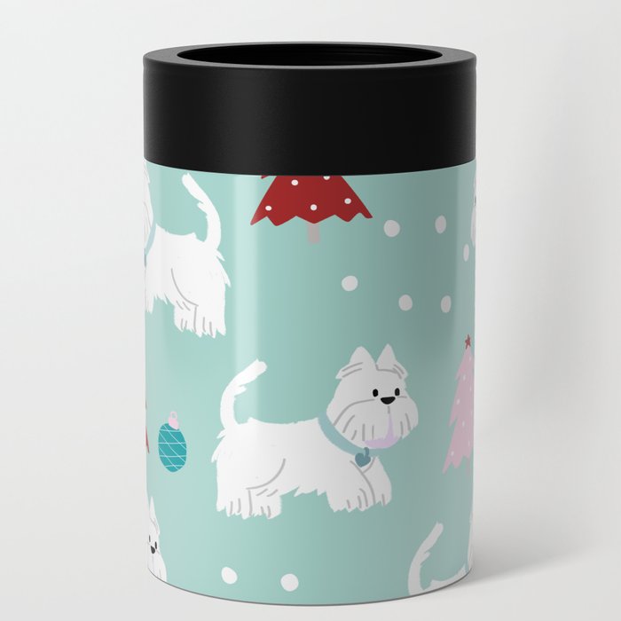 Westie Xmas Pattern Can Cooler