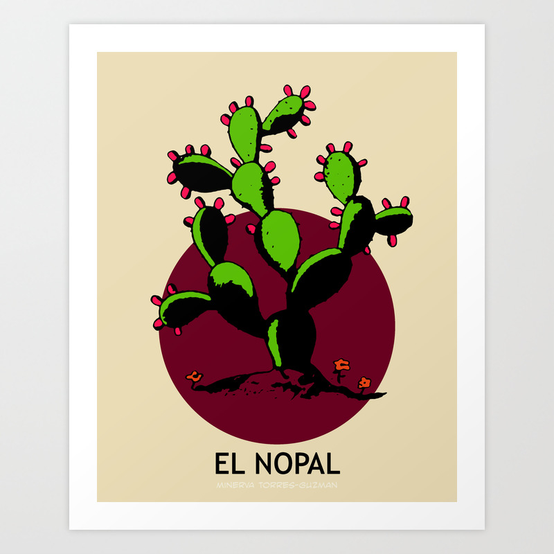 El Nopal Mexican Loteria Card Art Print by Minerva Torres-Guzman | Society6