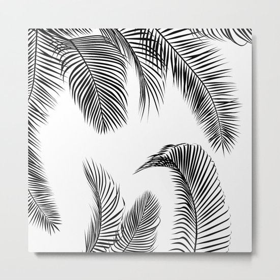Black palm tree leaves pattern Metal Print