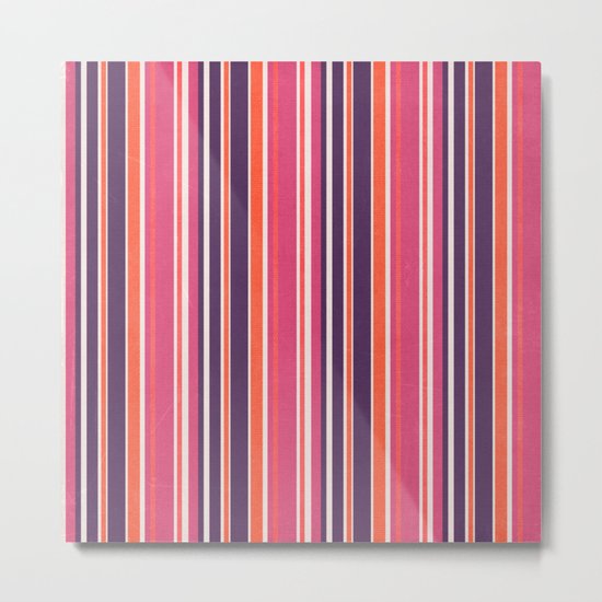 Happy Vertical LInes Pink Version Metal Print