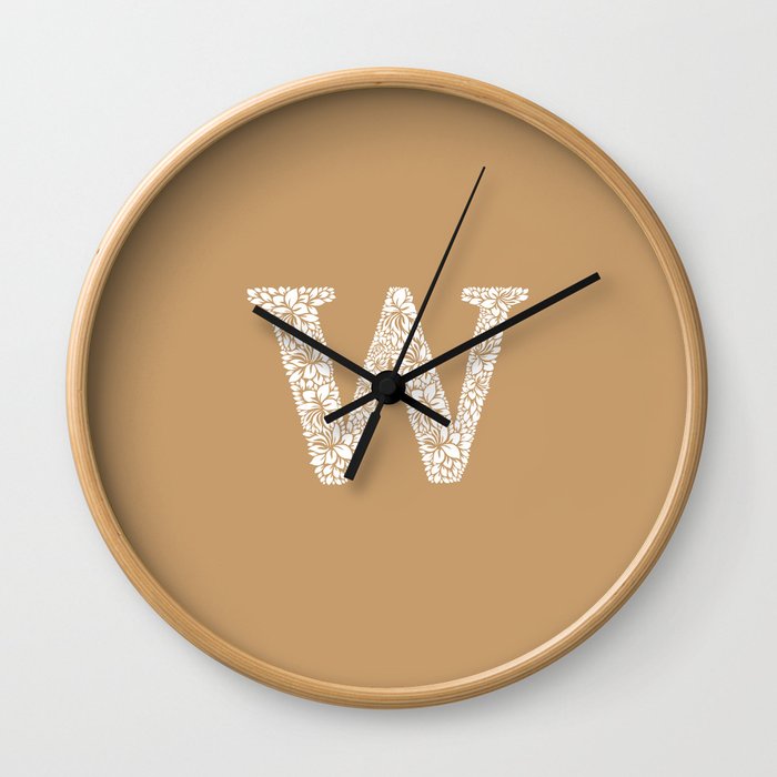 Floral Letter W Wall Clock
