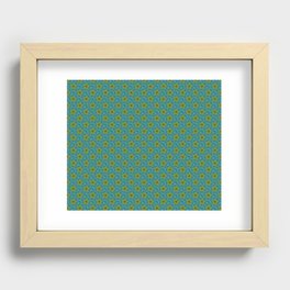 psychedelic trippy green turquoise clovers pattern Recessed Framed Print