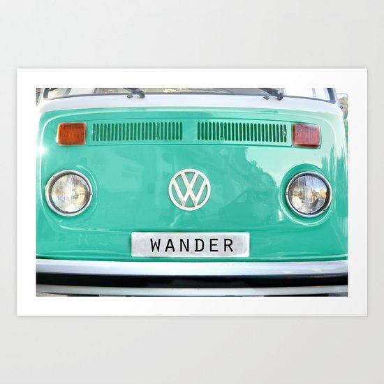 Wander wolkswagen. Summer dreams. Green Art Print