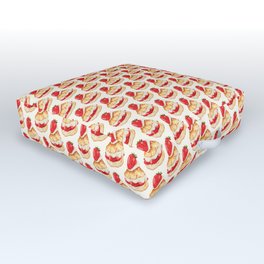 Strawberry Short Cake Pattern - White Outdoor Floor Cushion