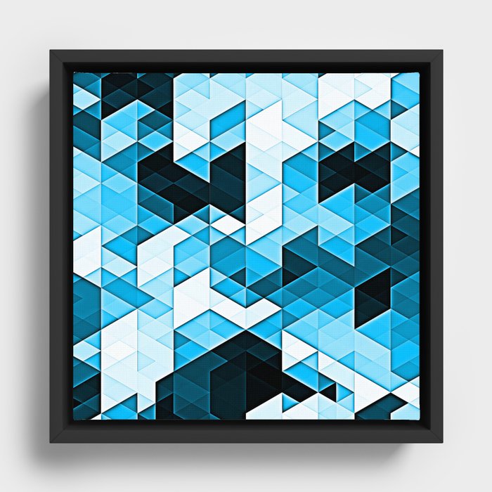Blue Crystal Confusion Framed Canvas