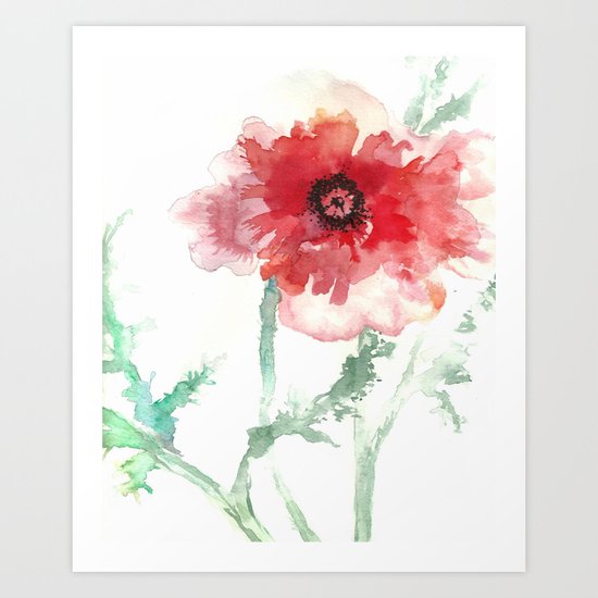 Poppy Watercolor Art Print