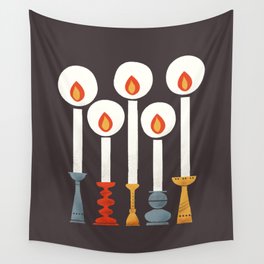 Festive Retro Candles Wall Tapestry