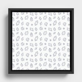 Navy Blue Gems Pattern Framed Canvas