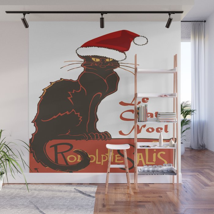 Le Chat Noel Christmas Vector Wall Mural By Taiche Society6