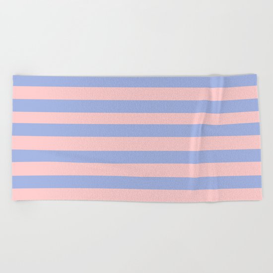 Light pink and blue stripes Beach Towel
