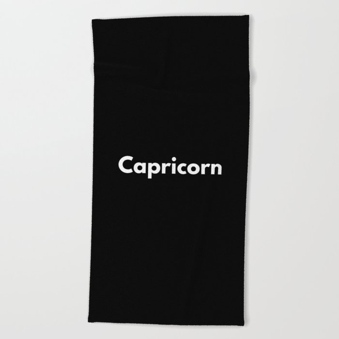 Capricorn, Capricorn Sign, Black Beach Towel