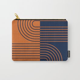 Geometric Lines Rainbow Abstract 8 in Navy Blue Orange Carry-All Pouch