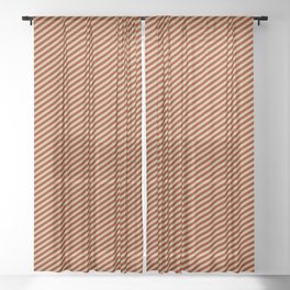 [ Thumbnail: Dark Khaki and Dark Red Colored Stripes/Lines Pattern Sheer Curtain ]
