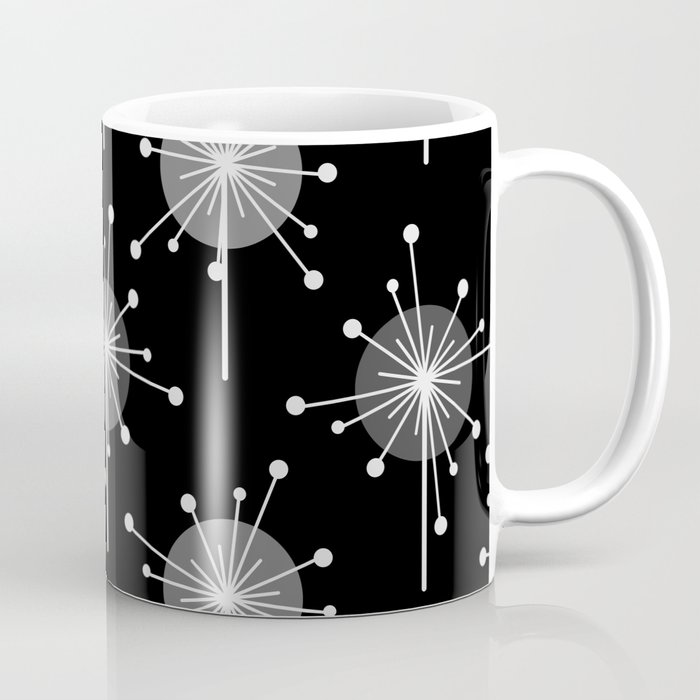 Sputnik Starburst Flowers Black Gray Coffee Mug