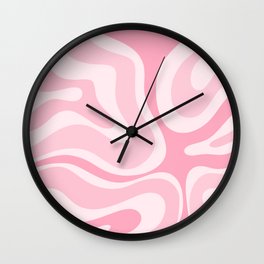 Modern Retro Liquid Swirl Abstract in Pretty Pastel Pink Wall Clock