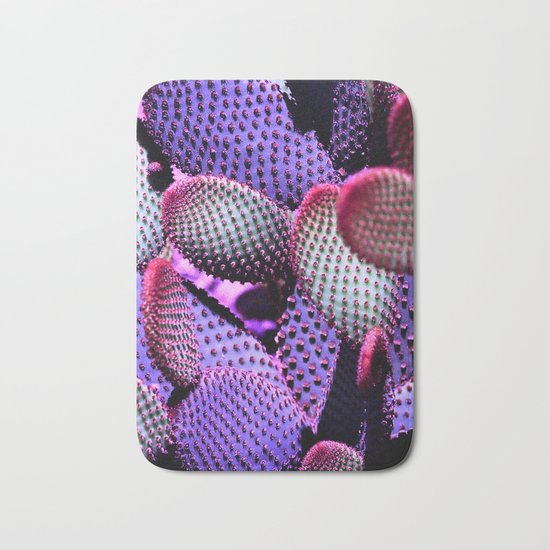 BRIGHT FLURO PINK AND PURPLE CACTUS TEXTURE PATTERN Bath Mat