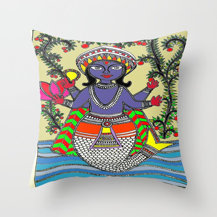 Matsya Avatar of the Hindu God Vishnu Throw Pillow