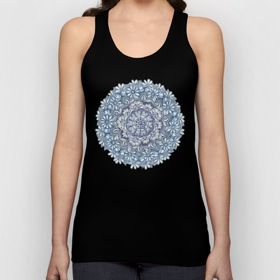 Indigo Medallion with Butterflies & Daisy Chains Unisex Tank Top