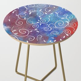 Blue and White Swirls Side Table