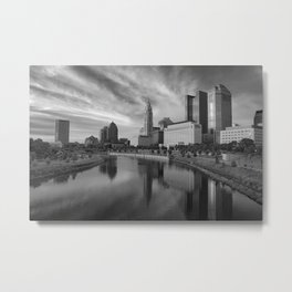 Downtown Columbus Ohio skyline in black and white Metal Print