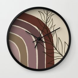Stem & Rainbow || Neutral Colour Mid-Century Modern Art Print Wall Clock