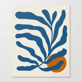 Henri Matisse Inspired Underwater Blue Leaf Canvas Print