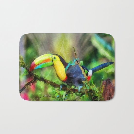 Toucan watercolor Bath Mat