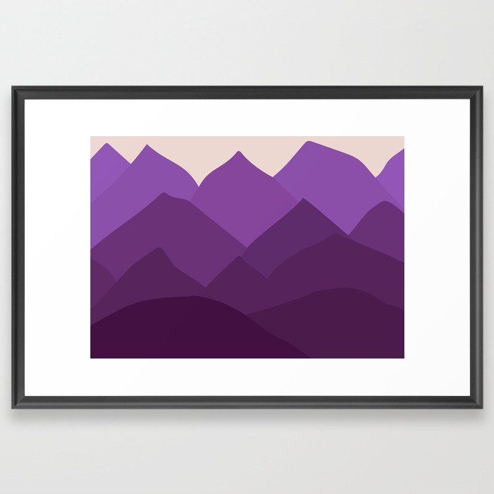 Mountains and Sky Purple Framed Art Print