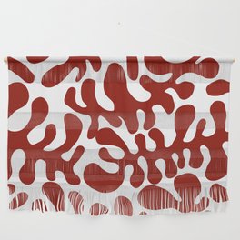 Red Matisse cut outs seaweed pattern on white background Wall Hanging