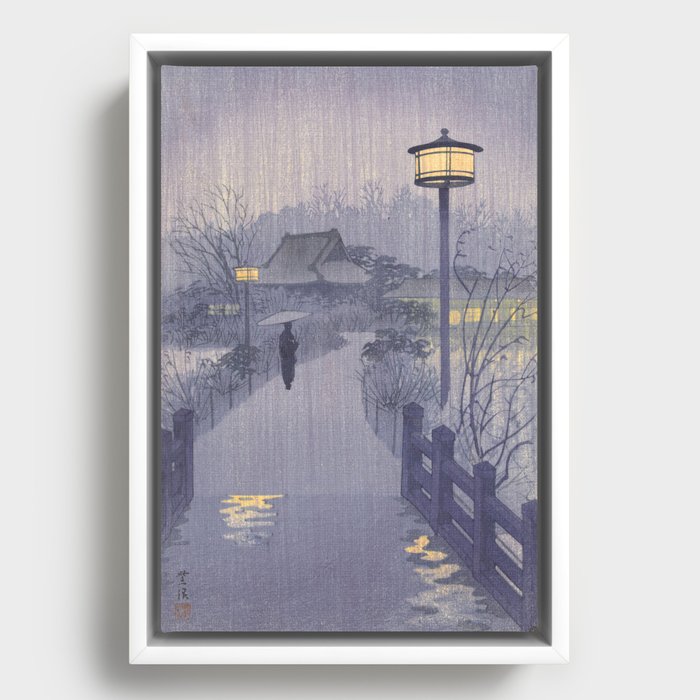 Evening Rain at the Shinobazu Pond, 1938 Framed Canvas