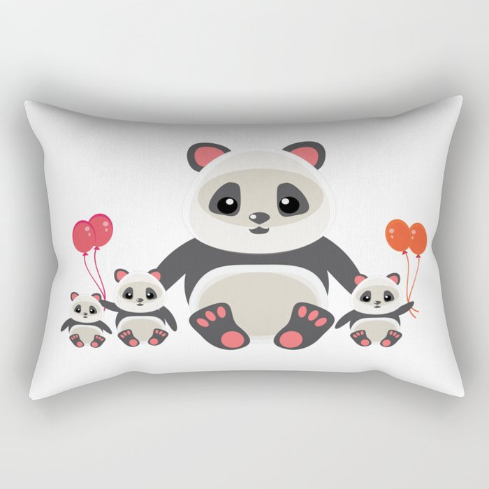 Cute panda bear with kids cartoon Rectangular Pillow by Pixxart | Society6