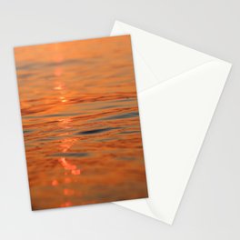 Abstract Orange Ocean Waves Sunset Stationery Card