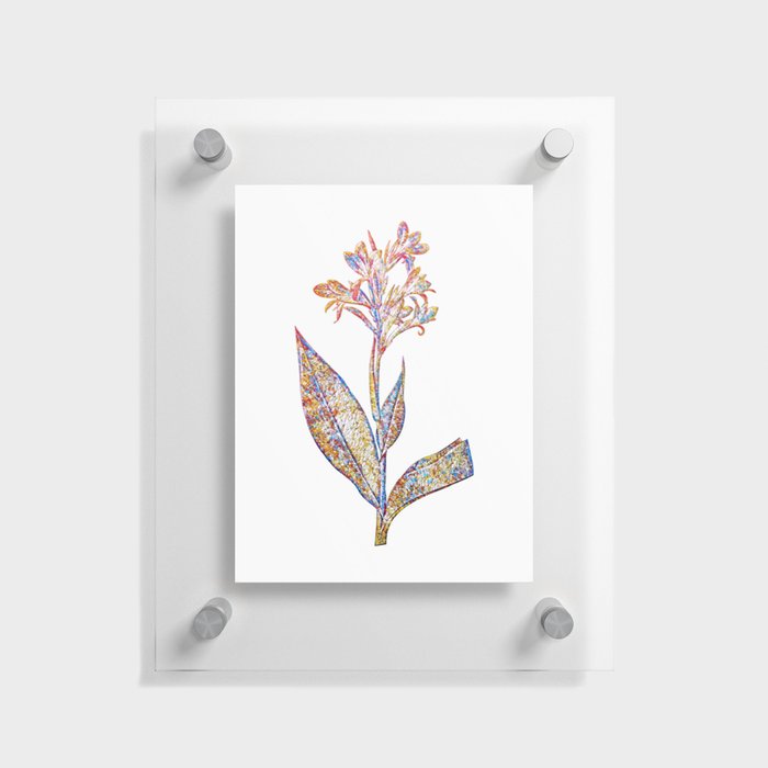 Floral Water Canna Mosaic on White Floating Acrylic Print