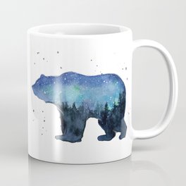 Forest Bear Silhouette Watercolor Galaxy Mug