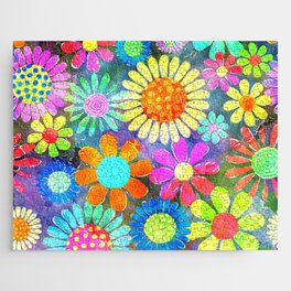 Watercolor Flower Power Pattern 01 Jigsaw Puzzle