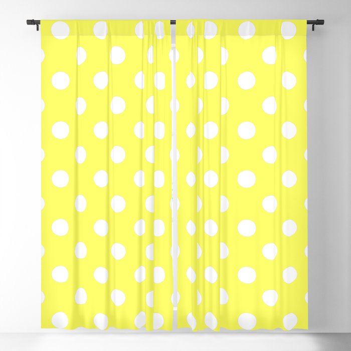 Polka Dots White Yellow Pattern Blackout Curtain By Luxelab